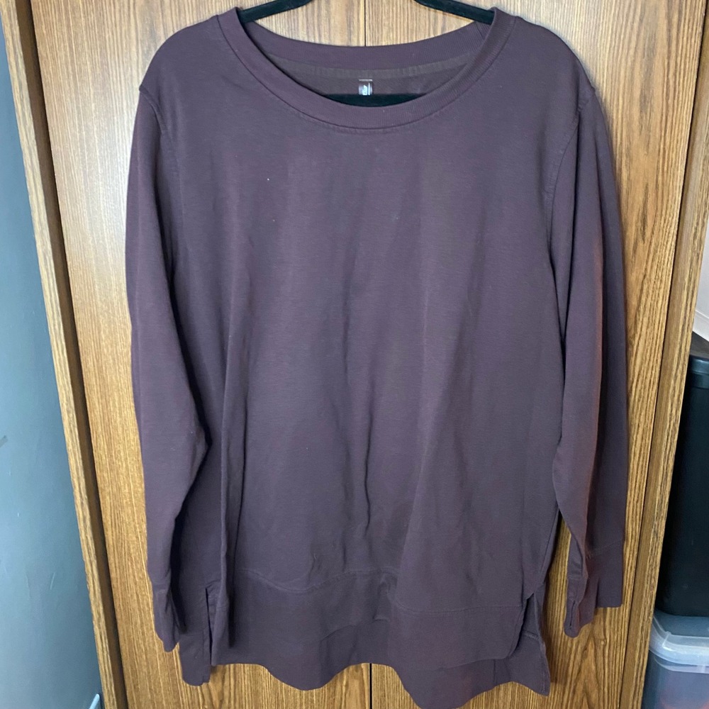 MTA Sport Sweatshirt Women 1X Purple Thumbhole Modal Blend Fleece Pullover
